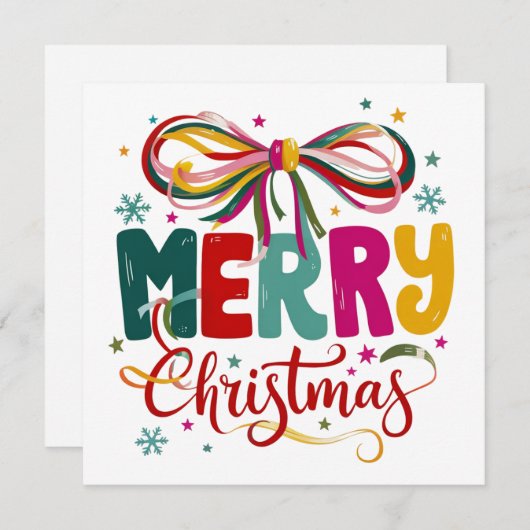 Preppy vrolijk kerstfeest Coquette strik Kerstmis  Feestdagenkaart (Voorkant / Achterkant)