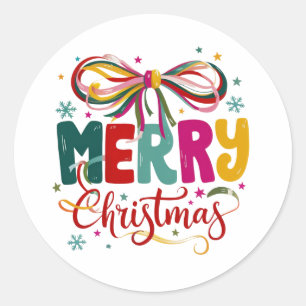 Preppy vrolijk kerstfeest Coquette strik Kerstmis  Ronde Sticker