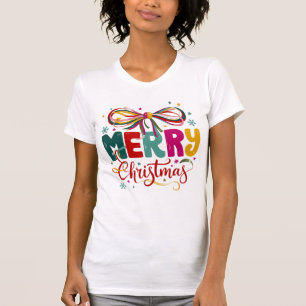 Preppy vrolijk kerstfeest Coquette strik Kerstmis T-shirt
