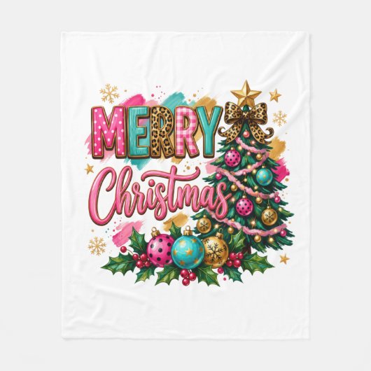 Preppy vrolijk kerstfeest fleece deken (Voorkant)