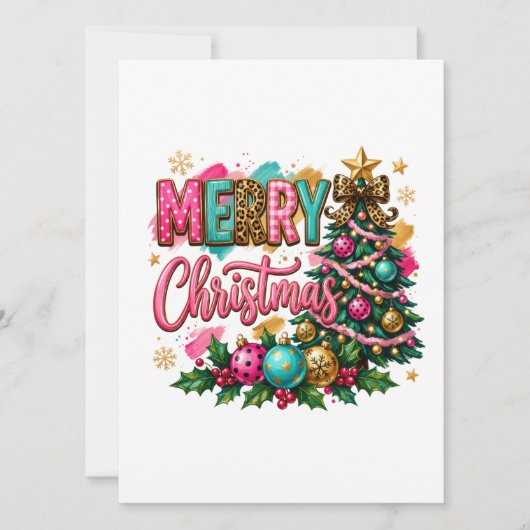 Preppy vrolijk kerstfeest kaart (Voorkant)