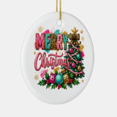 Preppy vrolijk kerstfeest keramisch ornament (Rechts)