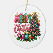 Preppy vrolijk kerstfeest keramisch ornament (Links)