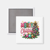 Preppy vrolijk kerstfeest magneet (Voorkant / Achterkant)