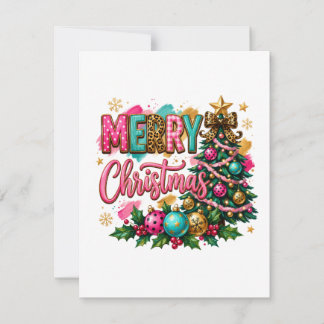 Preppy vrolijk kerstfeest notitiekaartje
