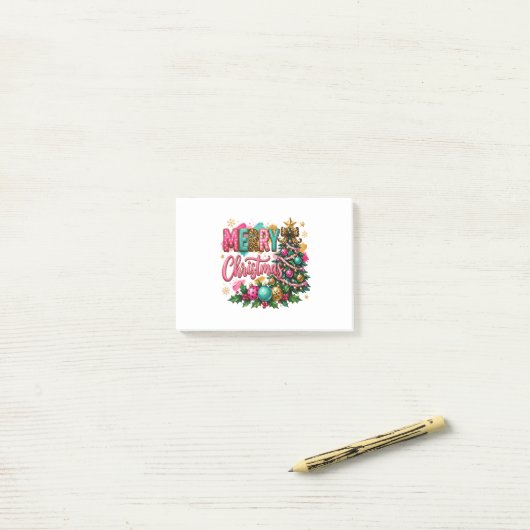 Preppy vrolijk kerstfeest post-it® notes (Op bureau)
