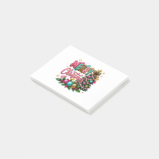Preppy vrolijk kerstfeest post-it® notes (Schuin)