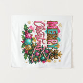 Preppy vrolijk kerstfeest wandkleed (Voorkant (horizontaal))