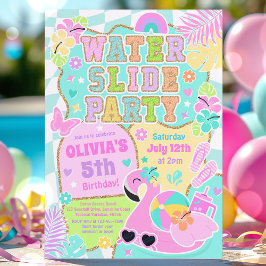 Preppy Water Slide Party Schattige Girly Pool Verj Kaart