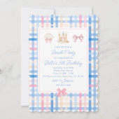 Preppy Watercolor Beach Feestje  Kaart (Voorkant)