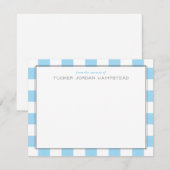 Preppy Watercolor Blue Stripes Baby Boy Thank You Notitiekaartje (Voorkant / Achterkant)