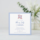 Preppy Watercolor Bows 4 juli uitnodiging (Staand voorkant)