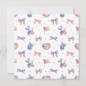 Preppy Watercolor Bows 4 juli uitnodiging (Achterkant)