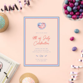 Preppy Watercolor Bows 4 juli uitnodiging