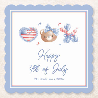Preppy Watercolor Bows 4th Of July Invitation Kartonnen Onderzetters