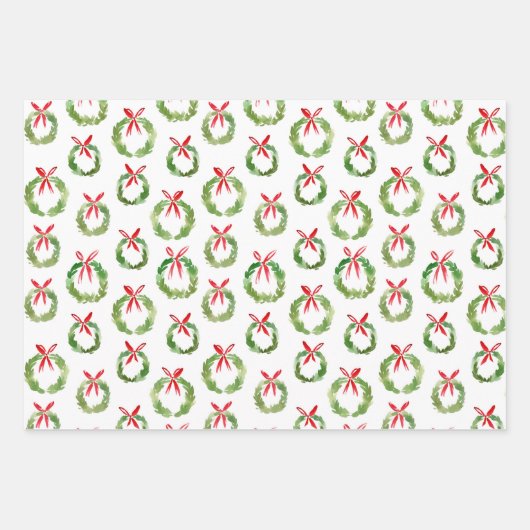 Preppy Watercolor Christmas Inpakpapier Vel (Voorkant)