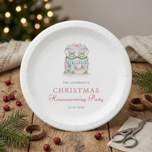 Preppy Watercolor Huis Kerstmis Papieren Bordje