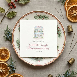 Preppy Watercolor Huis Kerstmis Servet