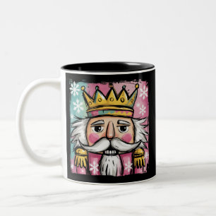 Preppy Watercolor Notenkraker Santa Kerst Meisjesa Tweekleurige Koffiemok