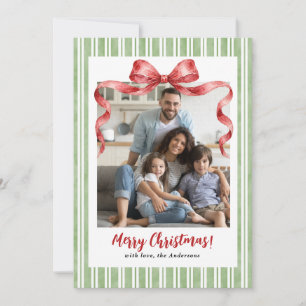 Preppy Watercolor Vintage Strik Kerst Foto Feestdagenkaart