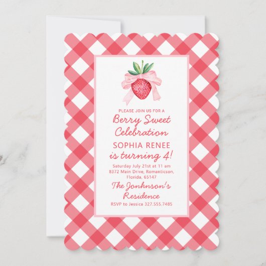 Preppy Waterverf aardbeien bessen zoet Kaart (Voorkant)