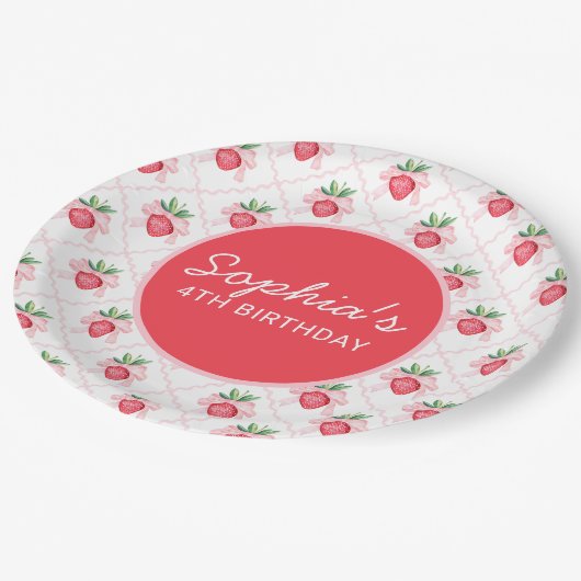 Preppy Waterverf aardbeien bessen zoet Papieren Bordje (Gekanteld)