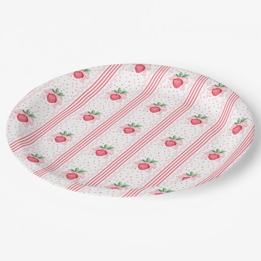 Preppy Waterverf aardbeien bessen zoet Papieren Bordje (Gekanteld)