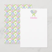 Preppy Waterverf Argyle Pickleball Paddles Bedankkaart (Voorkant / Achterkant)