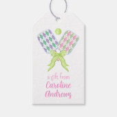 Preppy Waterverf Argyle Pickleball Paddles Cadeaulabel (Voorkant)