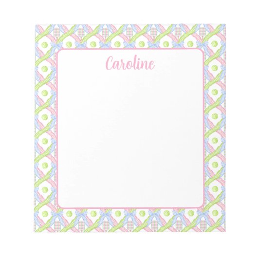 Preppy Waterverf Argyle Pickleball Paddles Notitieblok (Voorkant)