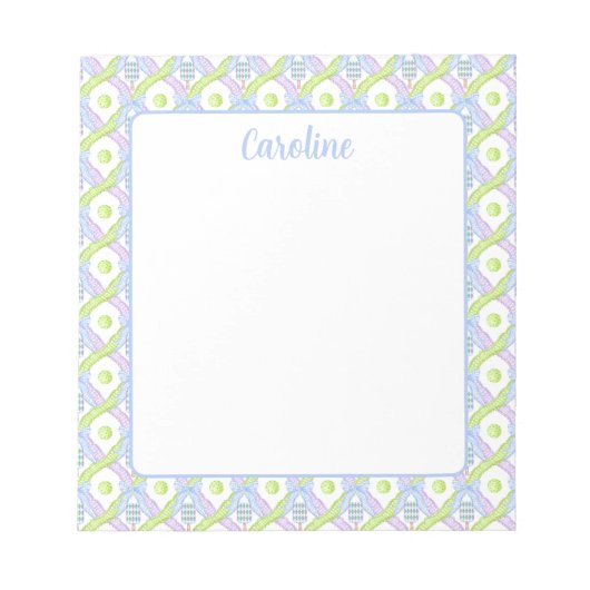 Preppy Waterverf Argyle Pickleball Paddles Notitieblok (Voorkant)