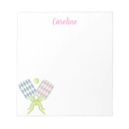 Preppy Waterverf Argyle Pickleball Paddles Notitieblok