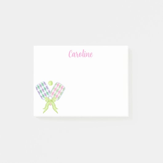 Preppy Waterverf Argyle Pickleball Paddles Post-it® Notes (Voorkant)