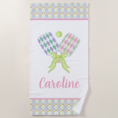 Preppy Waterverf Argyle Pickleball Paddles Strandlaken (Voorkant)