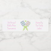 Preppy Waterverf Argyle Pickleball Paddles Waterfles Etiket (Enkel label)