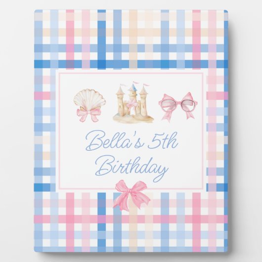 Preppy Waterverf Beach Party welkomstbord Fotoplaat (Voorkant)