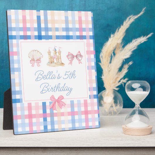 Preppy Waterverf Beach Party welkomstbord Fotoplaat (Zijkant)