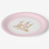 Preppy Waterverf Beach Sand Castle Party Papieren Bordje (Gekanteld)