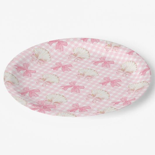 Preppy Waterverf Beach Seashells Party Papieren Bordje (Gekanteld)