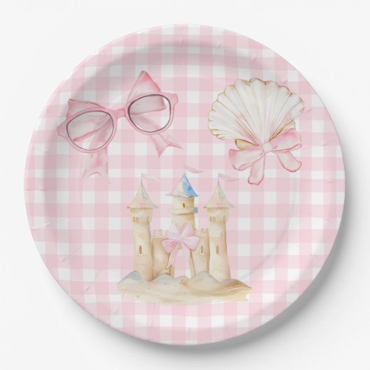 Preppy Waterverf Beach Seashells Party Papieren Bordje (Voorkant)
