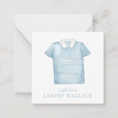 Preppy Waterverf Blauw Monogram Golfpolo Shirt Notitiekaartje (Voorkant)