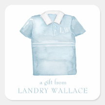 Preppy Waterverf Blauw Monogram Golfpolo Shirt