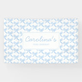 Preppy Waterverf Blauwe Waterverf Bows personalise Spandoek (Horizontaal)
