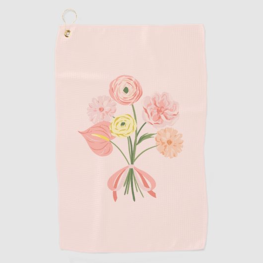 Preppy waterverf bloemenboeket golfhanddoek (Voorkant)