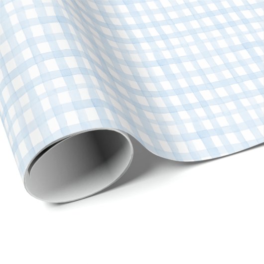 Preppy Waterverf Blue Gingham Cadeaupapier (Rol Hoek)
