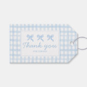 Preppy Waterverf Blue Gingham gepersonaliseerd Cadeaulabel (Voorkant (Horizontaal))