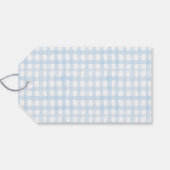 Preppy Waterverf Blue Gingham gepersonaliseerd Cadeaulabel (Achterkant Horizontaal)