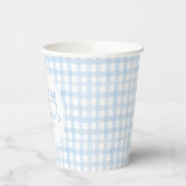 Preppy Waterverf Blue Gingham gepersonaliseerd Papieren Bekers (Links)