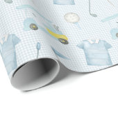 Preppy Waterverf Blue Gingham Golf Polo Shirt Cadeaupapier (Rol Hoek)