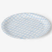 Preppy Waterverf Blue Gingham Papieren Bordje (Gekanteld)